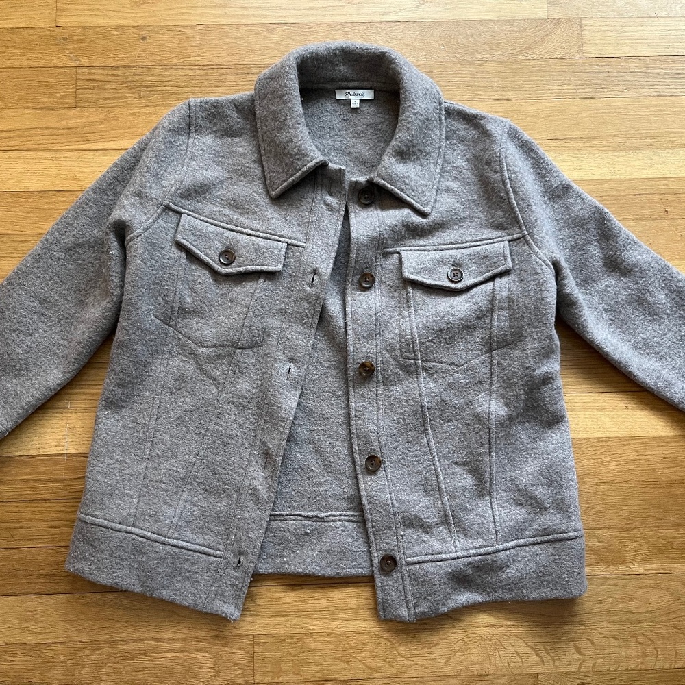 Madewell Bridgman Sweater Jacket Boiled Wool Oversized Small
